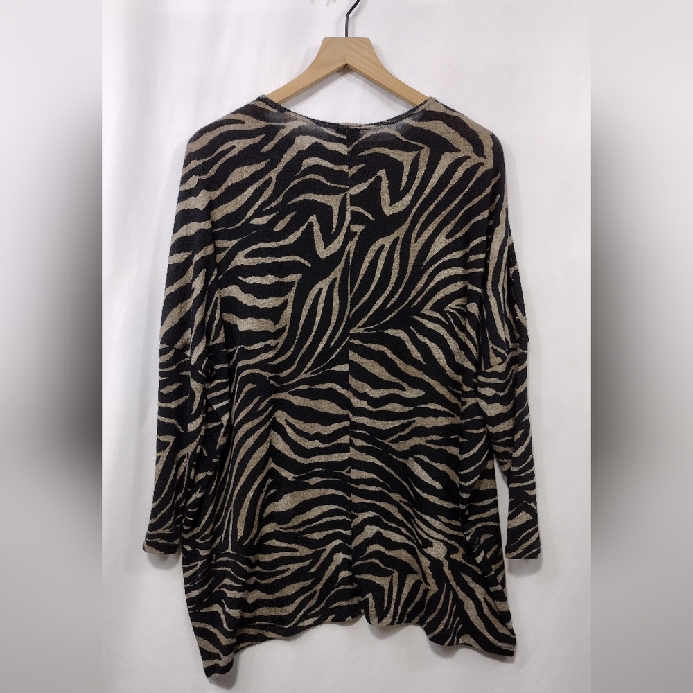 Clara Sun Woo Zebra Print Tunic Women's S Brown Black Boho Retro 90s Y2K - Picture 7 of 10